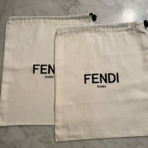 Fendi White Cotton Dustbags x2